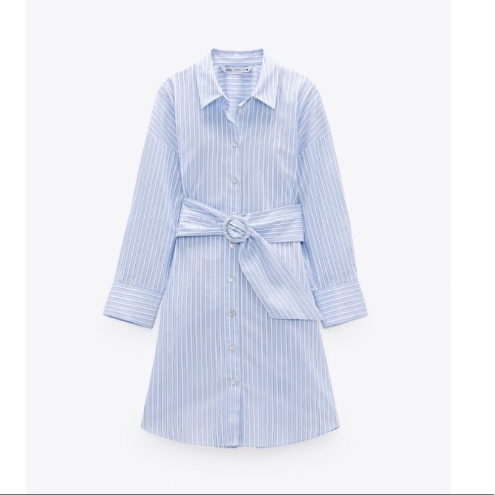 Zara Blue Striped Mini Dress - Picture 2 of 5